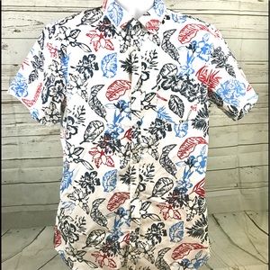 🏝 Mens white Hawaiian Front Button Down shirt 🏝